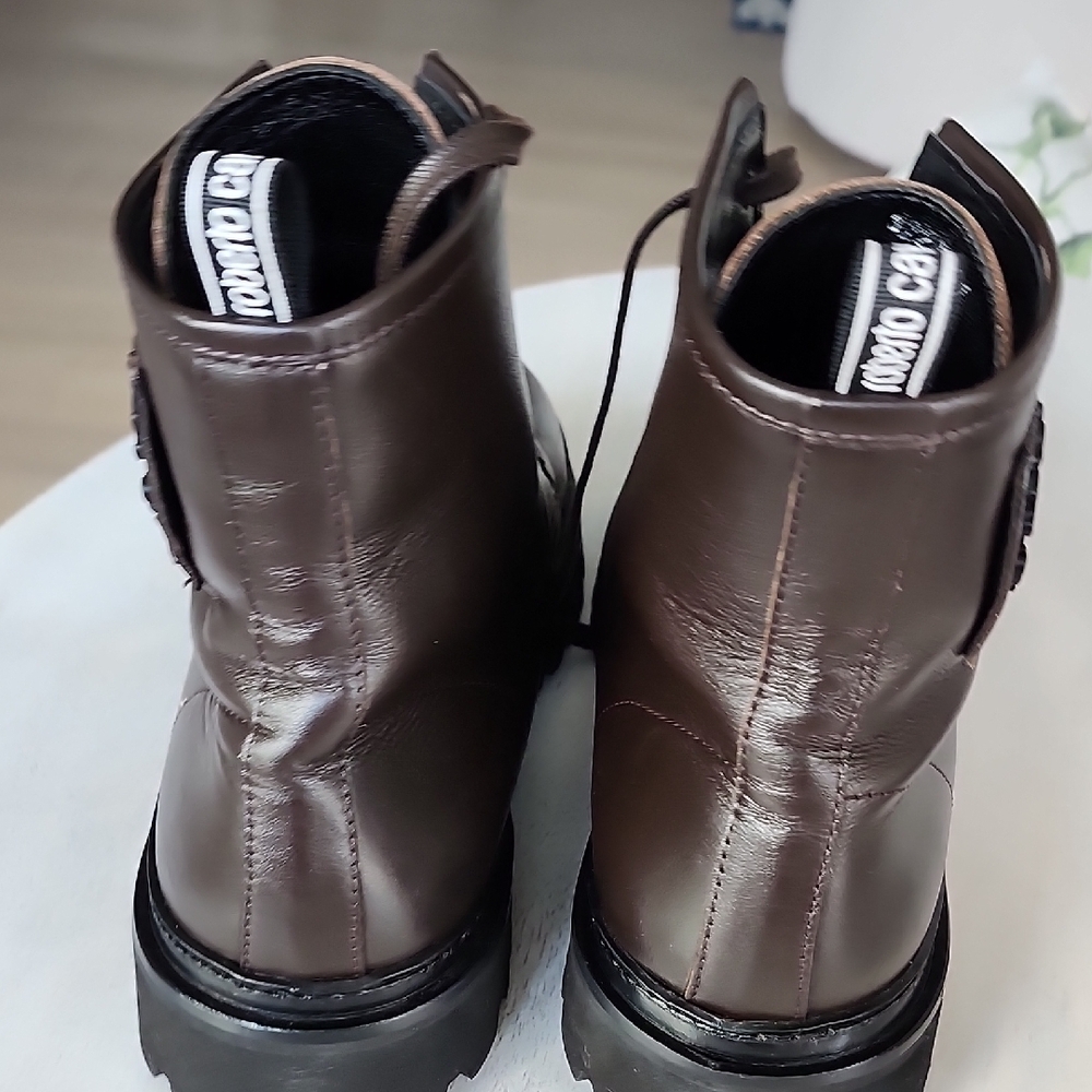 Roberto Cavalli Dark Brown Leather Boots - Picture 5 of 6